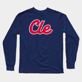 Cleveland 'CLE' Baseball Script Fan T-Shirt: Swing Big with Bold Cleveland Style and Passion for the Game! Long Sleeve T-Shirt